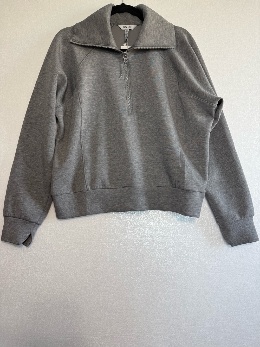 SPANX Air Essential Gray Half-Zip Sweatshirt Relaxed Fit Womens Large